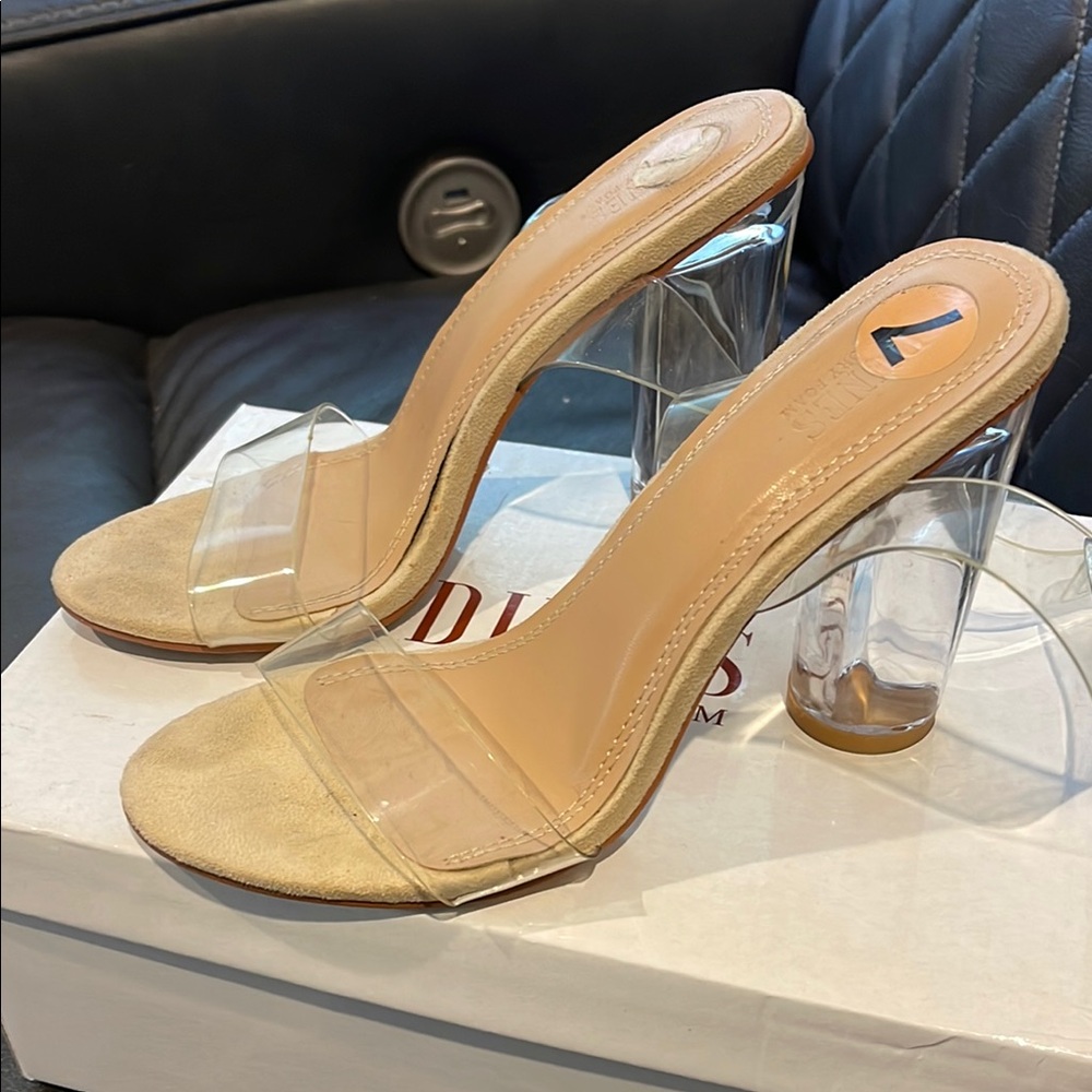 Dune Tan and Clear Women's Heels